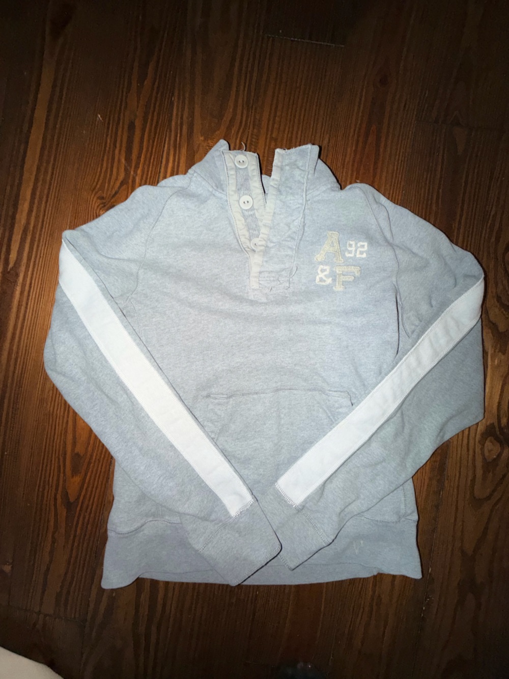 Light Grey Sweatshirt with White Sleeve Stripe